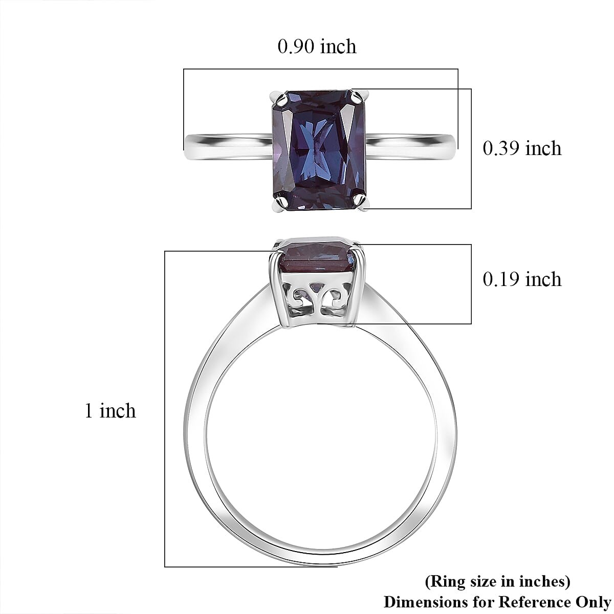 Certified AAA Lab Grown Alexandrite 3.01 ctw Ring in 10K White Gold Size 9.0