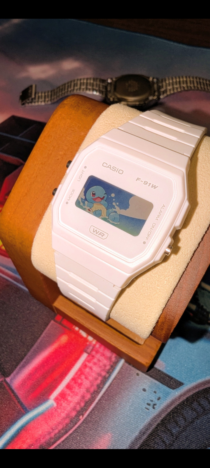 White Casio F-91W Custom Squirtle Pokemon Watch