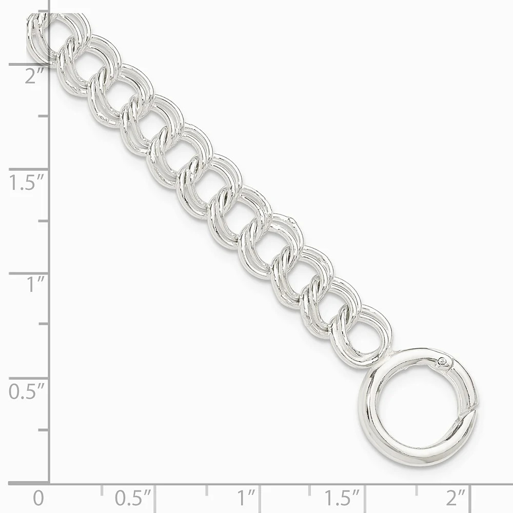 Sterling Silver Polished Double Link 7in Charm Bracelet