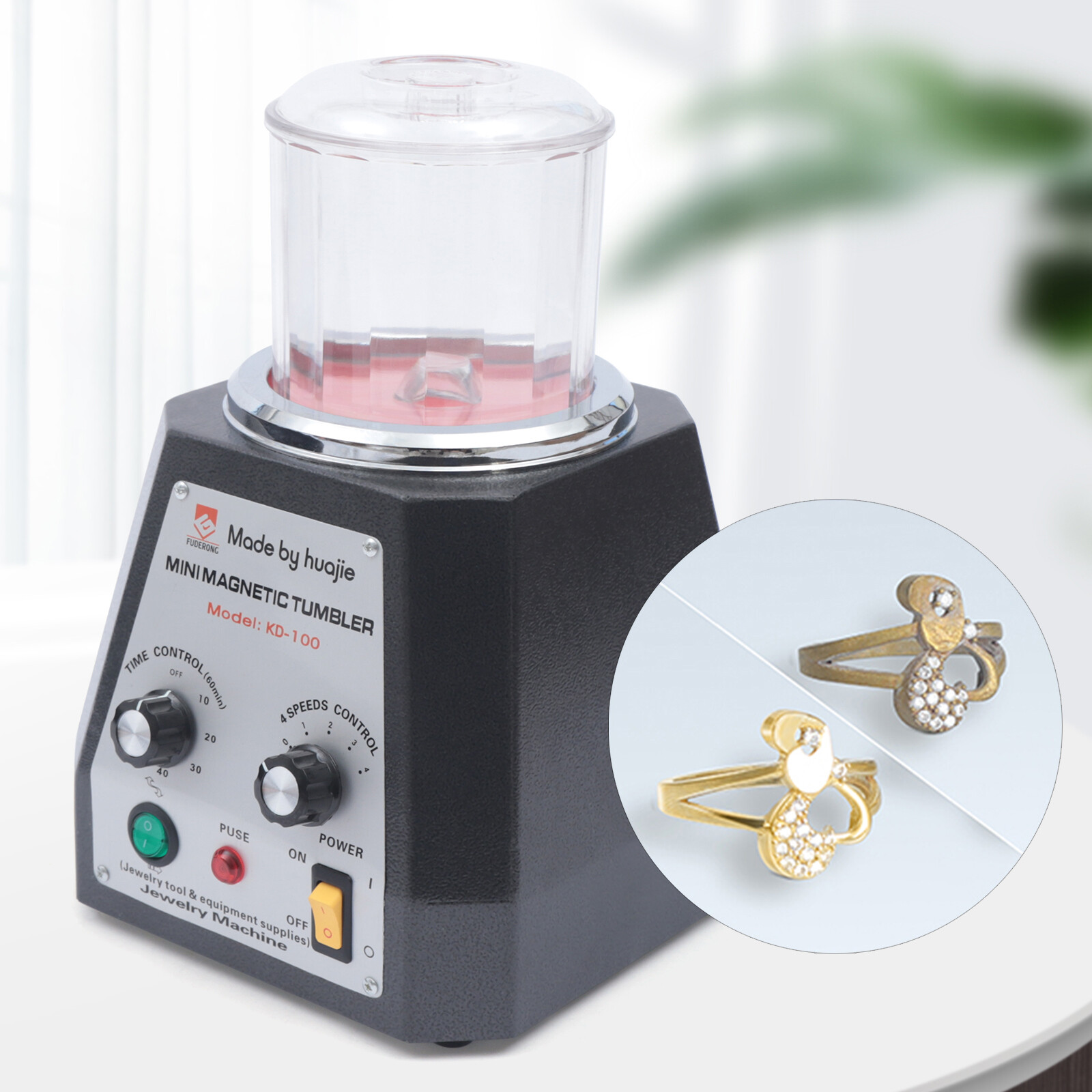 Magnetic Tumbler Jewelry Polishing Machine 100 mm Jewelry Finisher 4-Speed USA