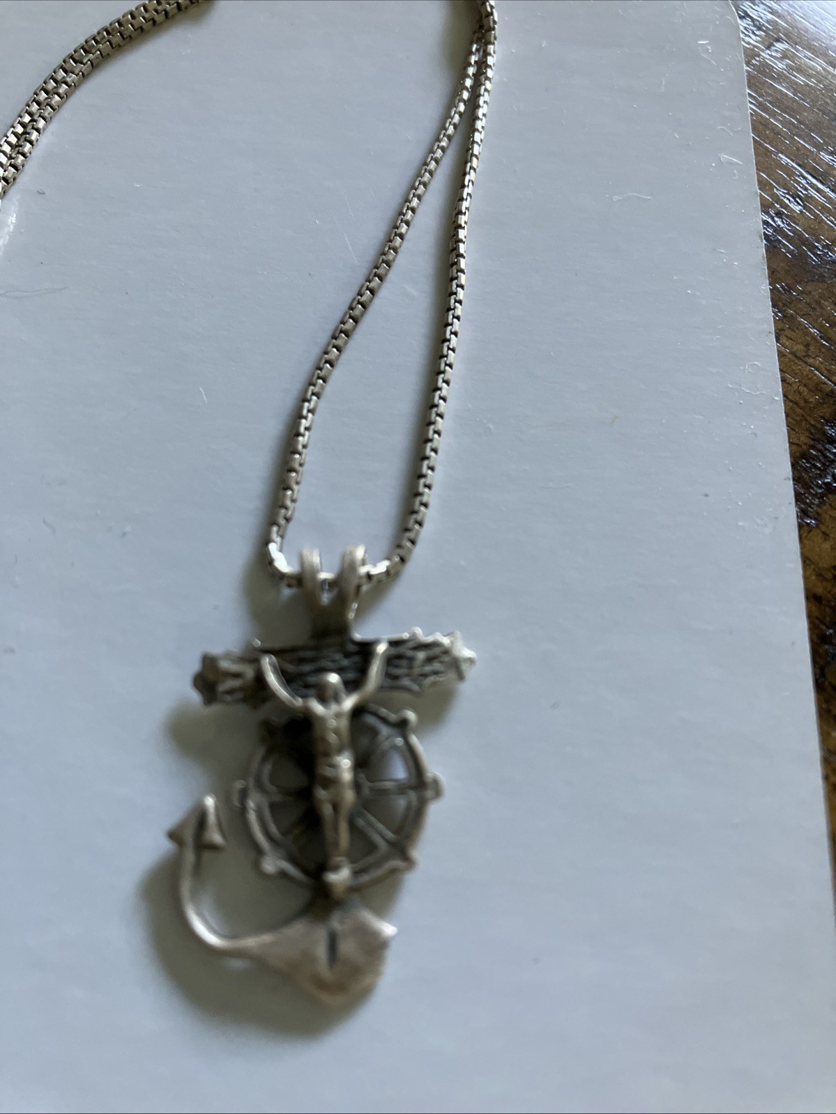 Sterling Silver Chain With nautical religious Charm