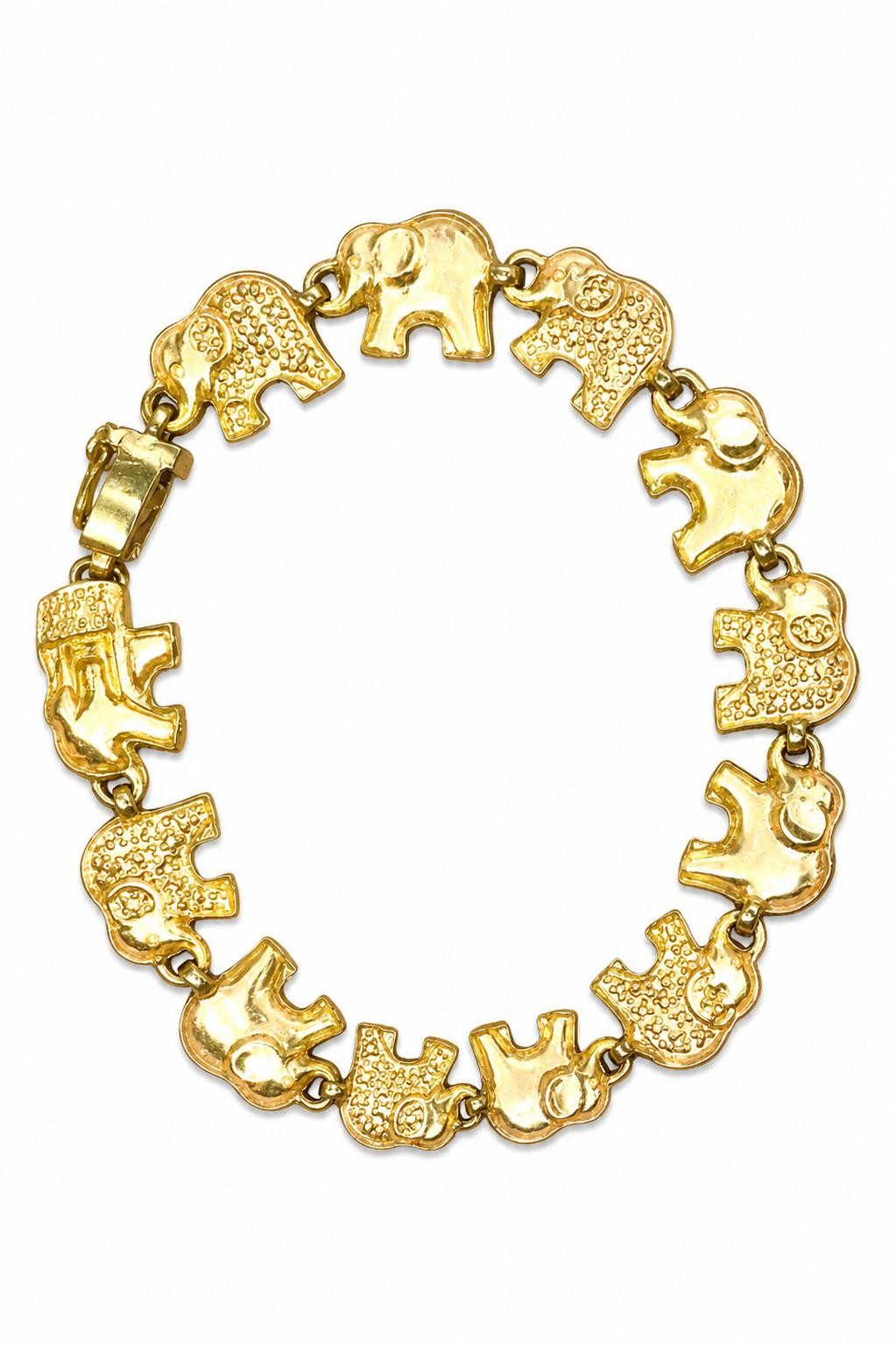 Sterling Silver Gold Plated Lucky Elephant Bracelet