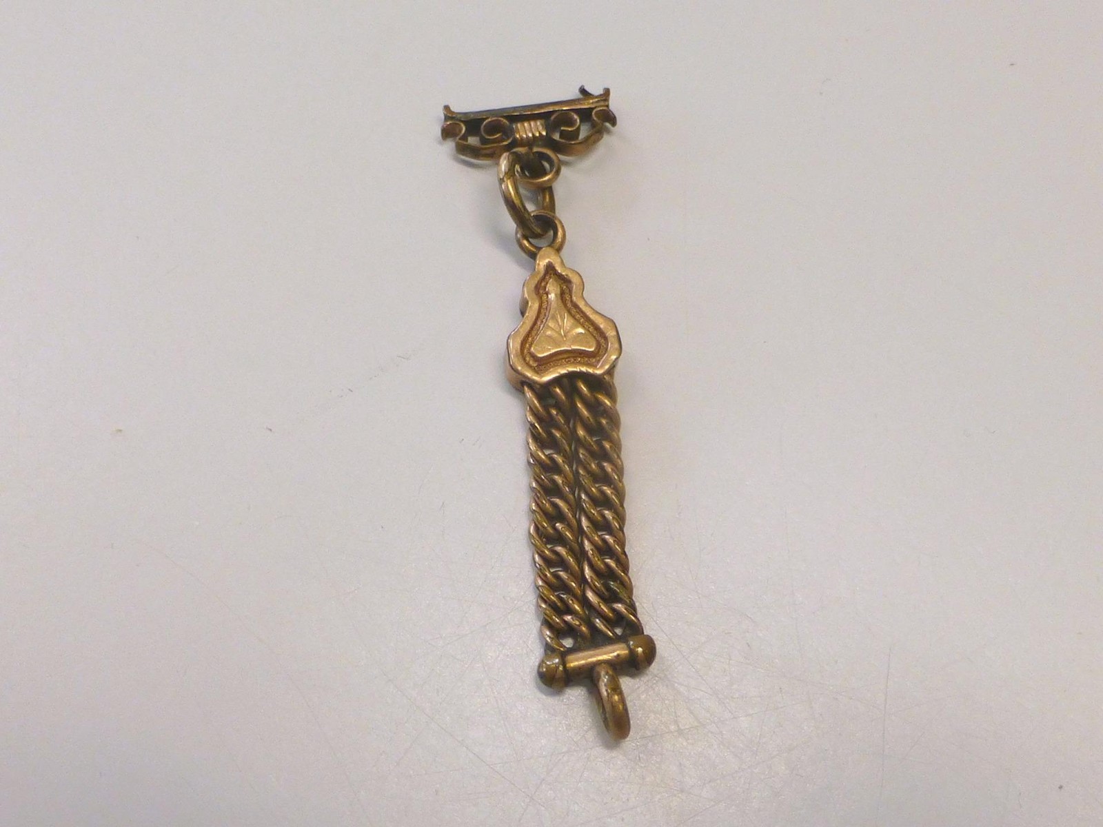 Antique Gold Yellow GF Pocket Watch Chain Fob Slide Holder Part 2″ Vintage