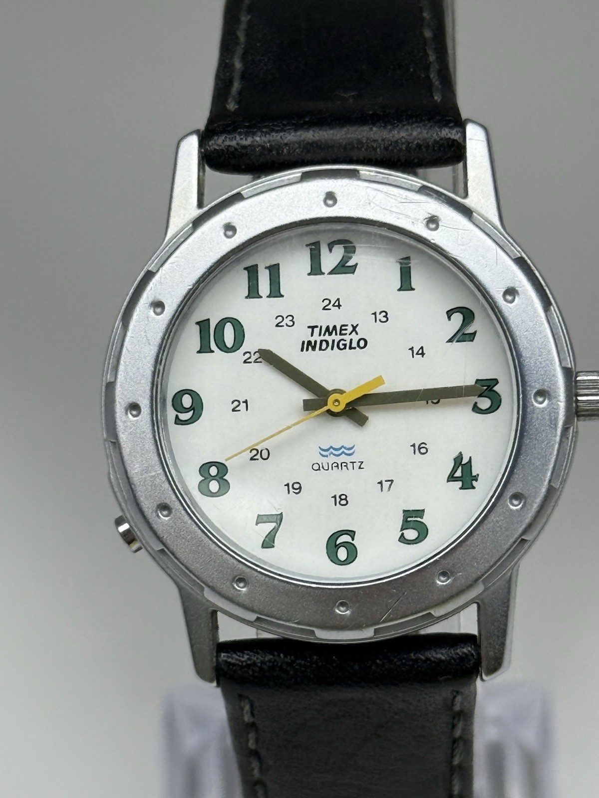 Vintage Timex Indiglo Quartz Backlit Military Style Wrist Watch 32mm 9” – Works
