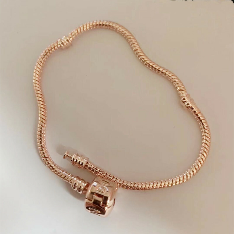 18-22cm New Original Charm Bracelet Rose Gold Copper Snake Chain Basic Bracelets