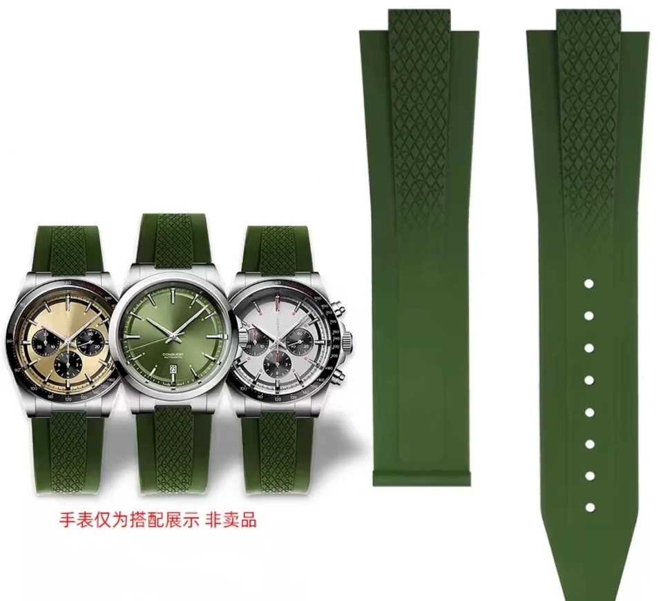 New 21mm 22mm FKM Rubber Strap for Longines Conquest L3.830 L3.835 41mm 42mm