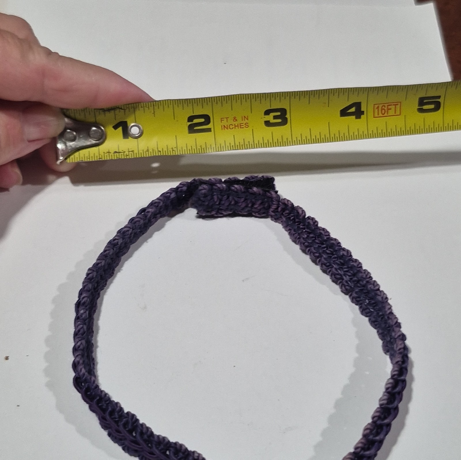 Purple Cord Choker Necklace Silver-Tone Filigree Blue Oval Glass Pendant 16 in