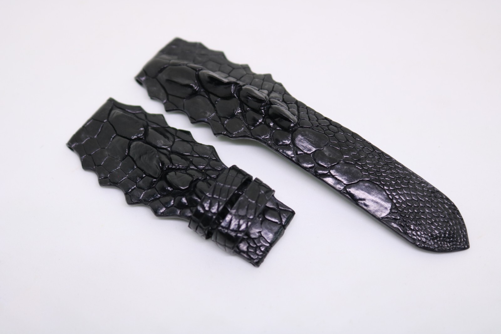 Black Crocodile Alligator Skin Leather Watch Strap Band 18mm to 26mm