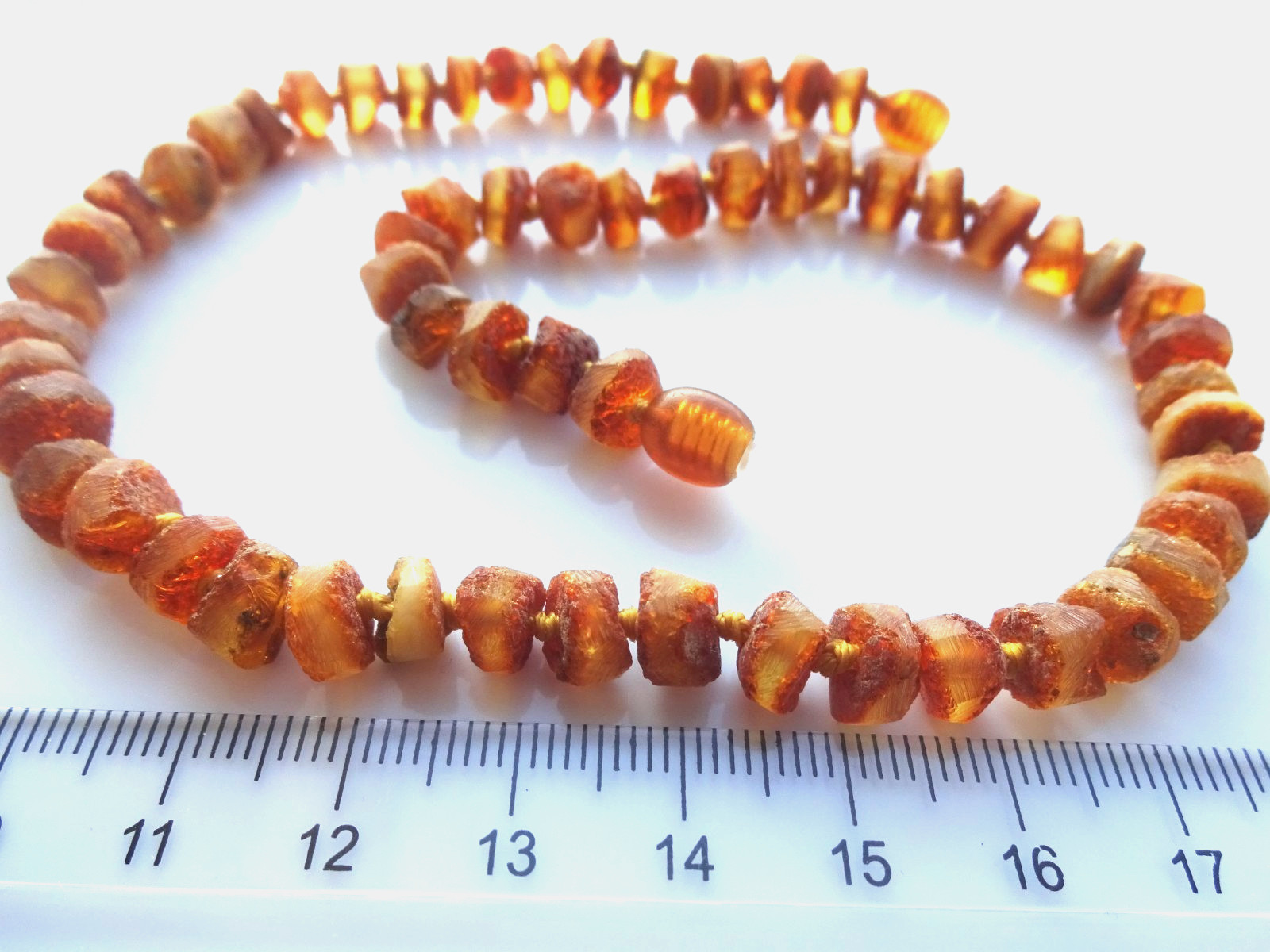 Natural Baltic Amber Necklace Raw Honey Cognac Amber Beads Genuine 15” 38cm