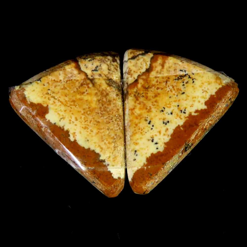 19.25Cts.100%Natural Picture Jasper Fancy Cab Pair Cab 17x20x4mm Losse Gems