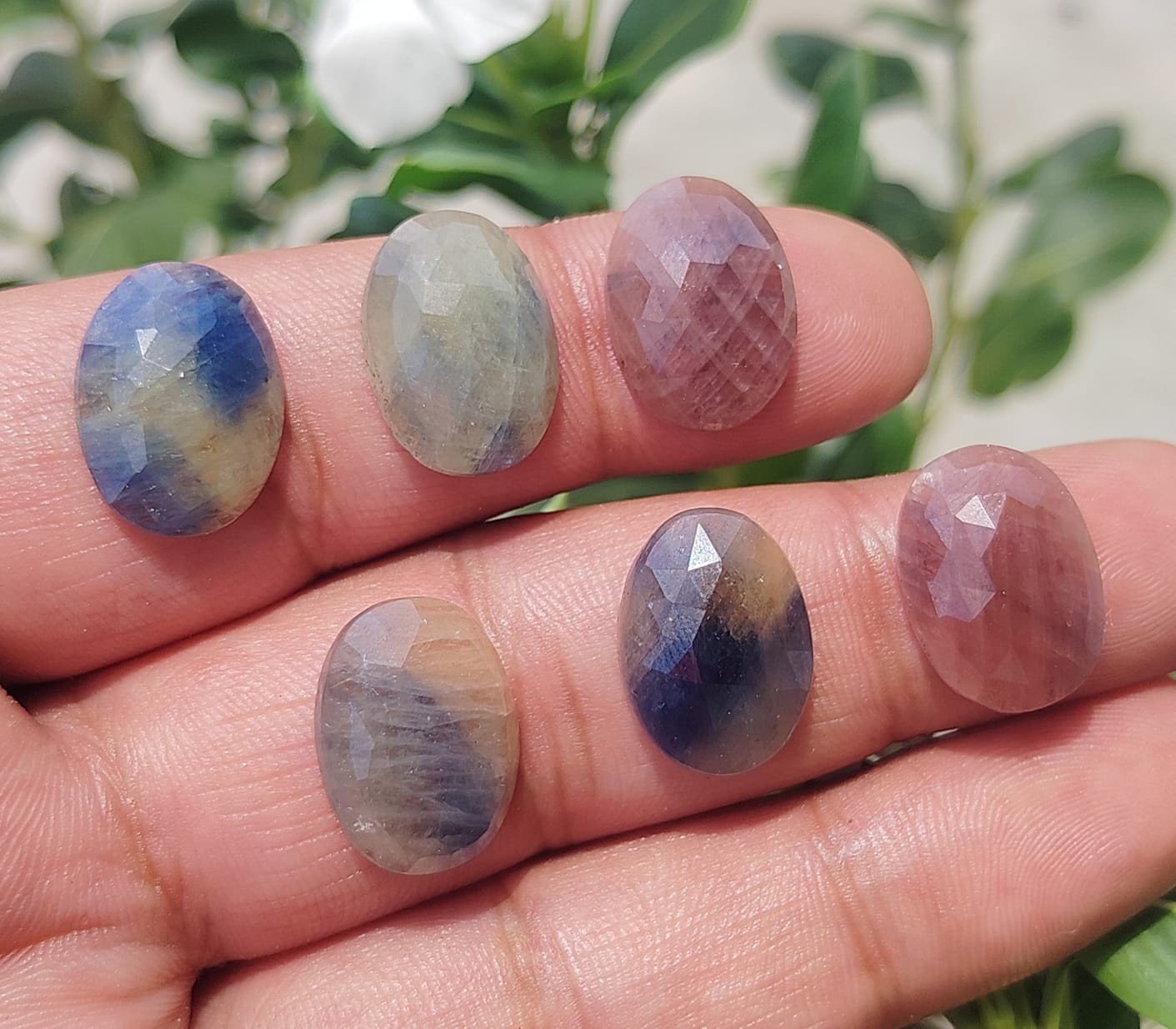 Natural Multi Sapphire Oval Faceted Cabochon,Polished Loose Gemstone For Jewelry