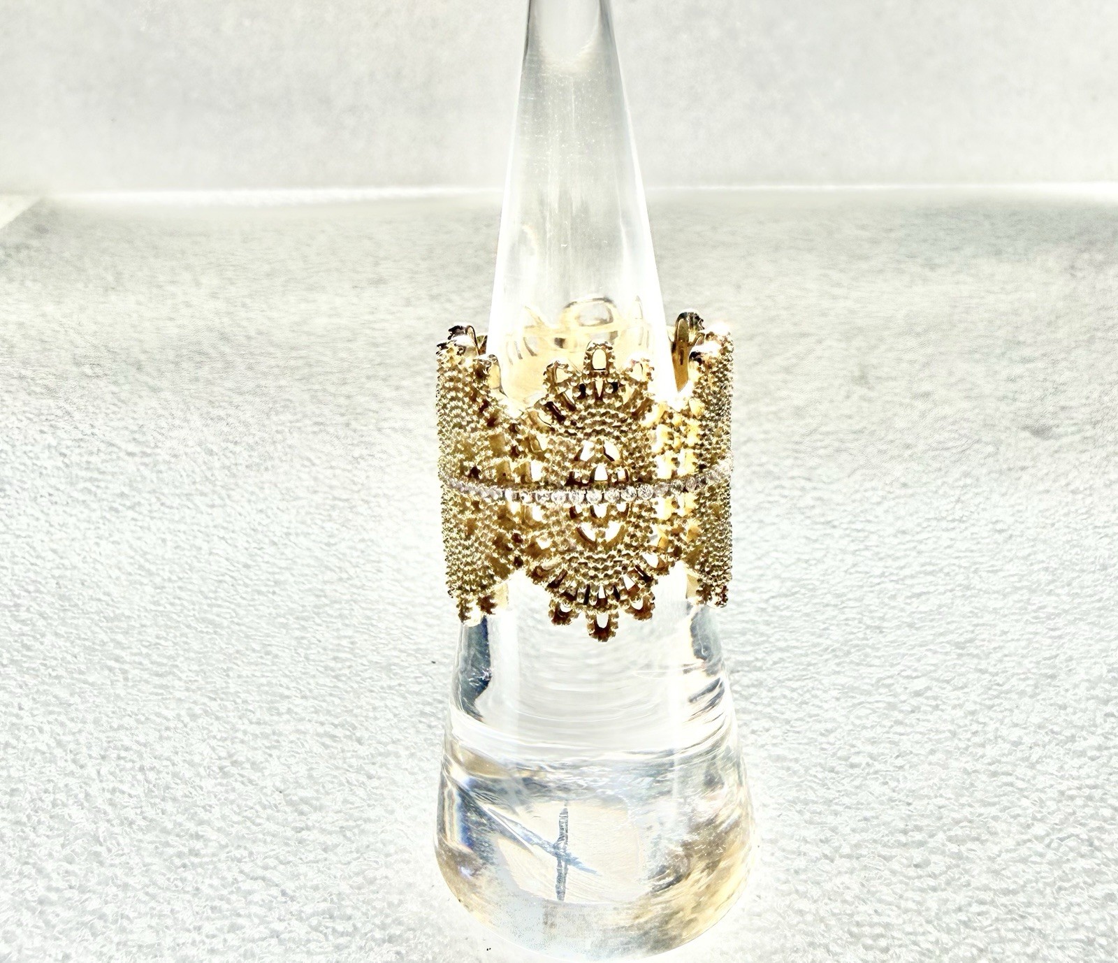 NADRI 925 Sterling Vermeil 19.7mm Wide Lace Sz7 Ring 8.86