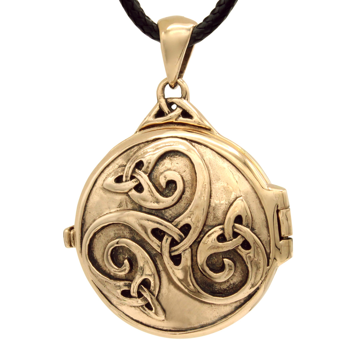 Bronze Celtic Swirl with Hidden Pentacle Locket Wicca Pentagram by Dryad Design