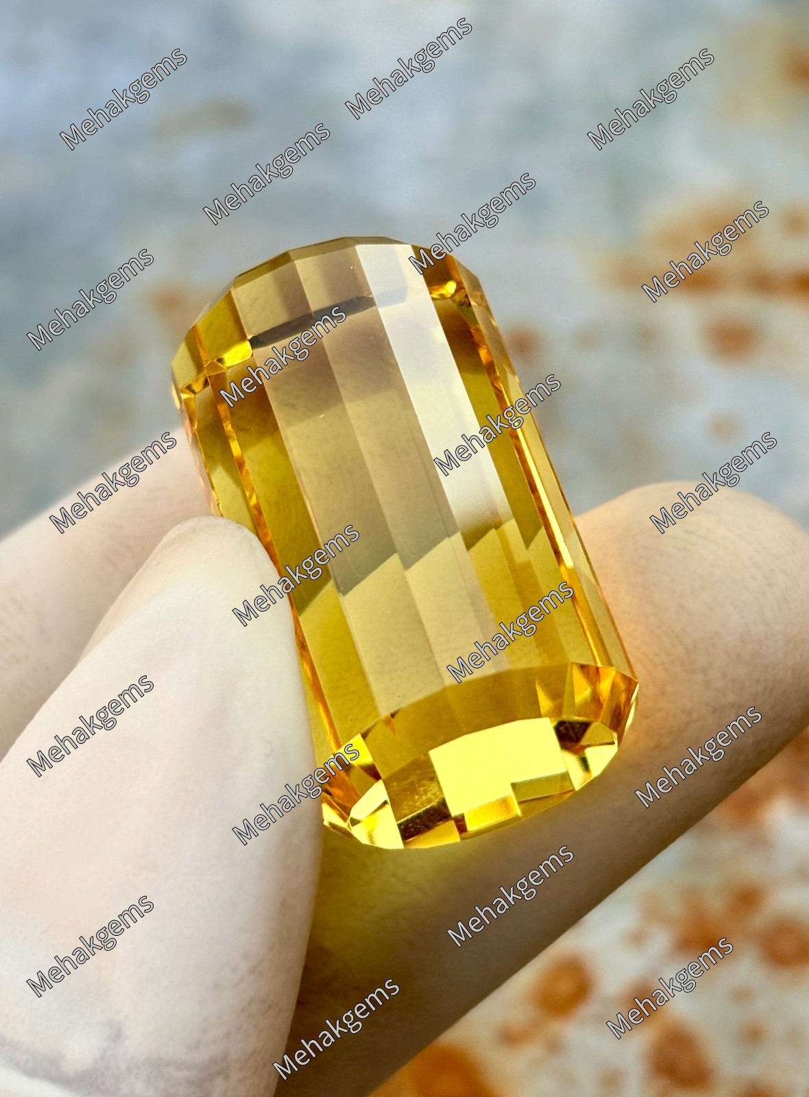Large 98 Ct Citrine Gemstone, Pendant Size Cube Shape, Golden Yellow , November