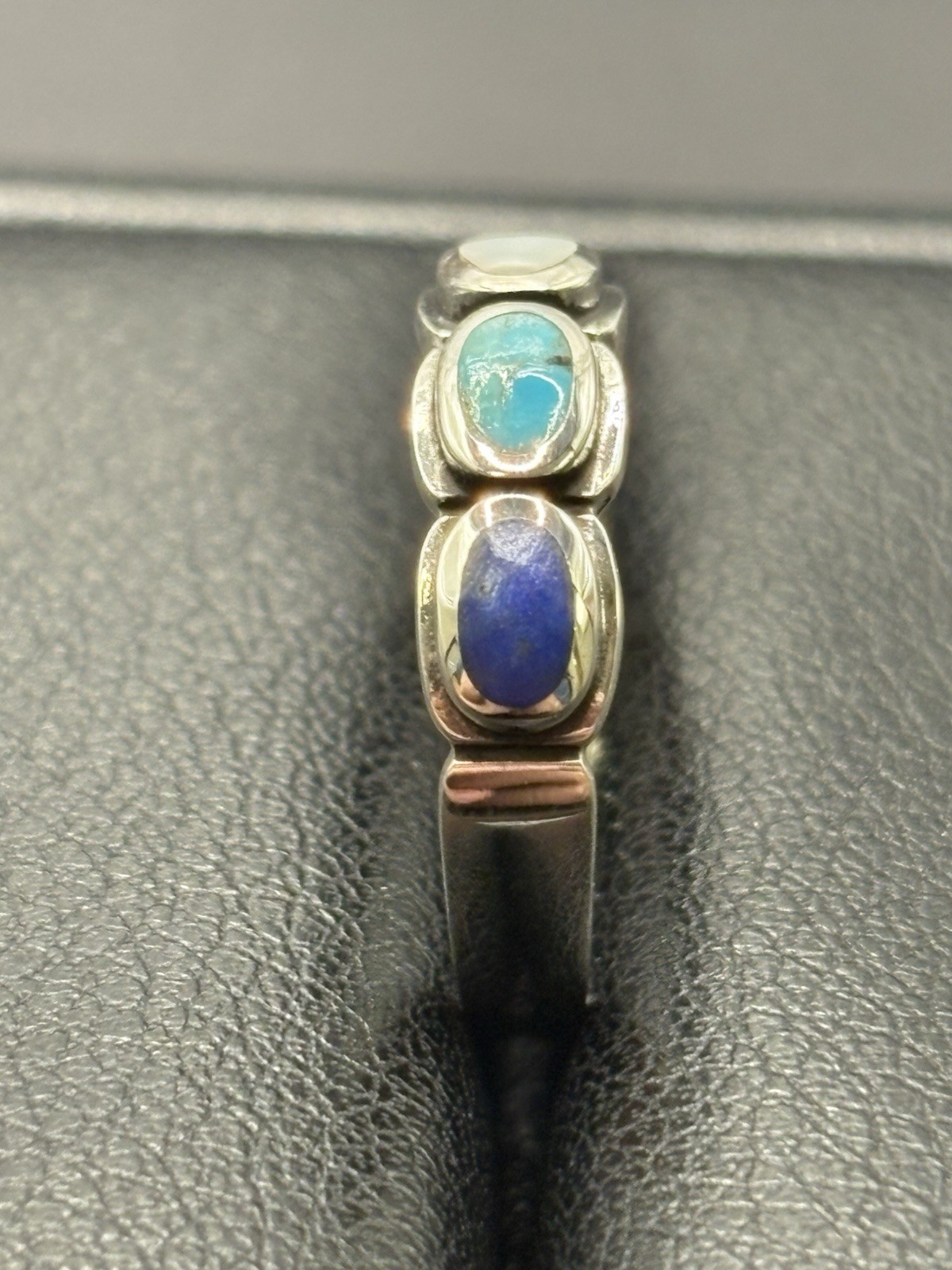 New Condition Sterling Silver Multi Genuine Gemstone Ring Size 7 G6