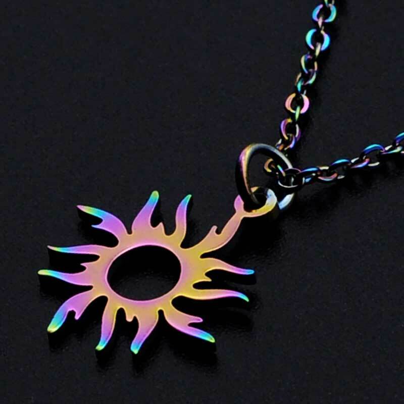 Stainless Steel Pendants Necklace Lobster Sun Rainbow 15-3/4″ 40cm 1.5mm Z609