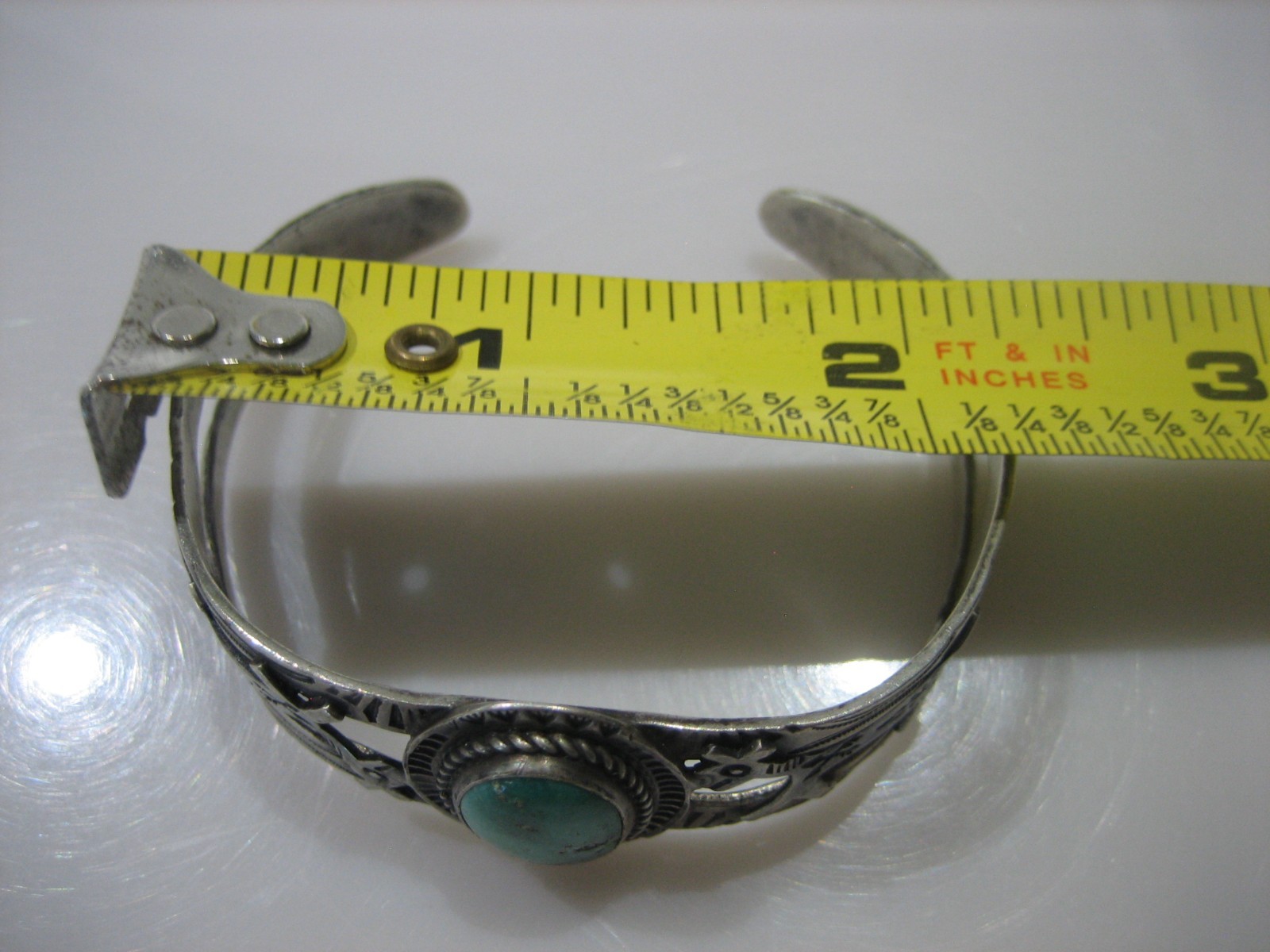 Vintage FRED HARVEY ERA Navajo Turquoise HORSE DOG STERLING SILVER CUFF BRACELET