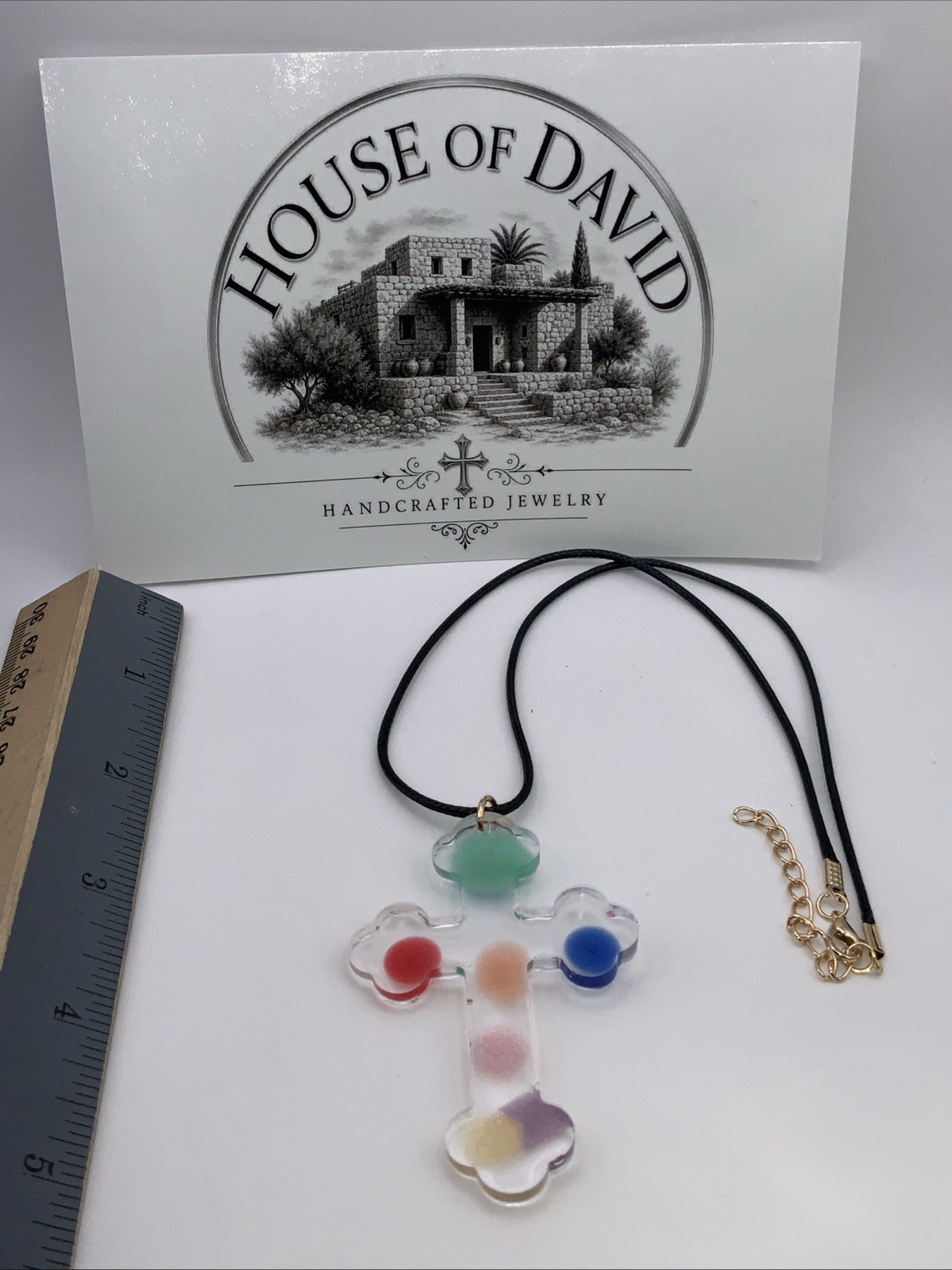 House Of David Handmade Cross Necklace Bazooka Dots