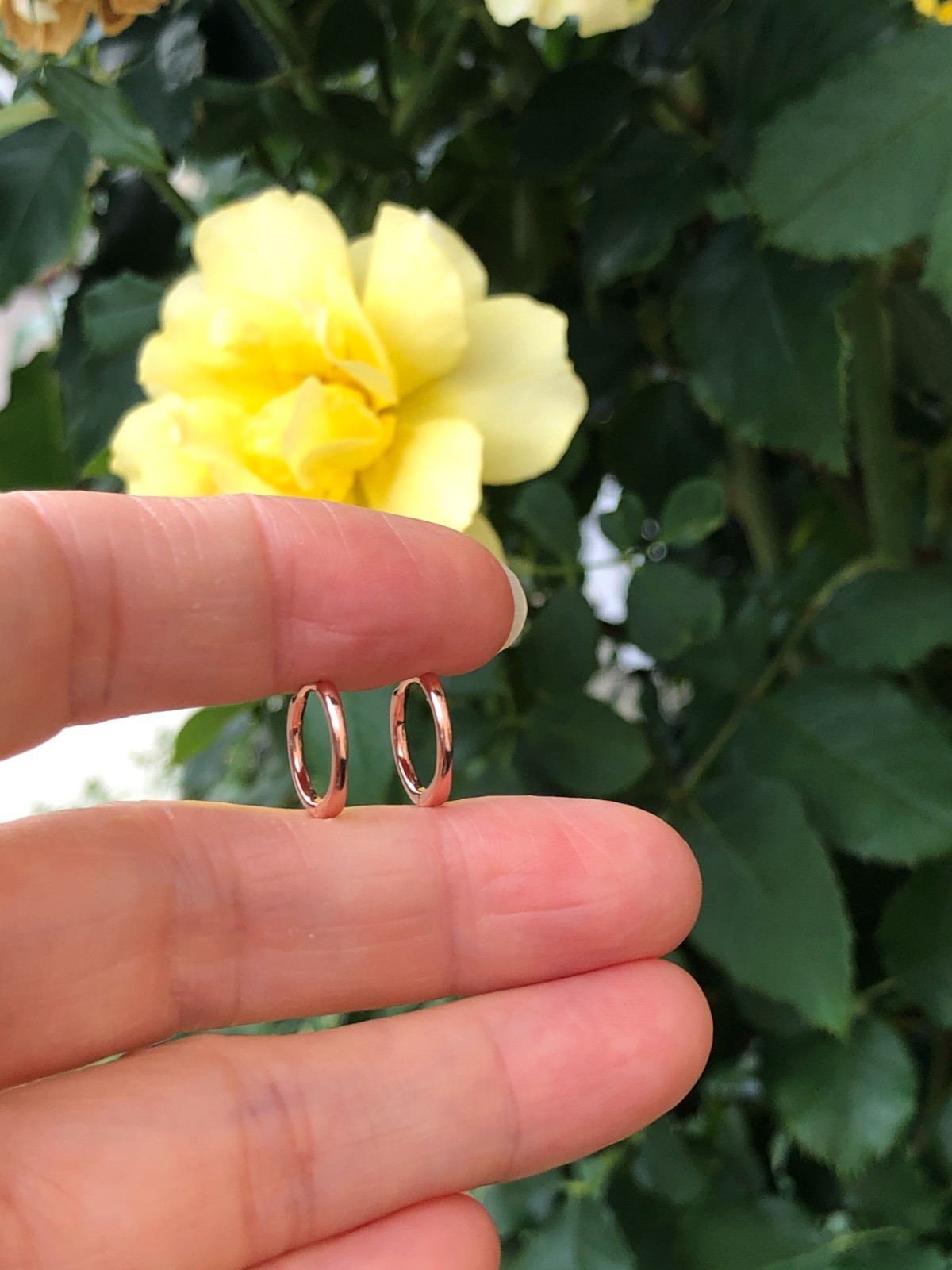 925 Sterling Silver Plain Huggie Hoop Earrings TINY Hoops 10.8mm/9mm x0.9mm