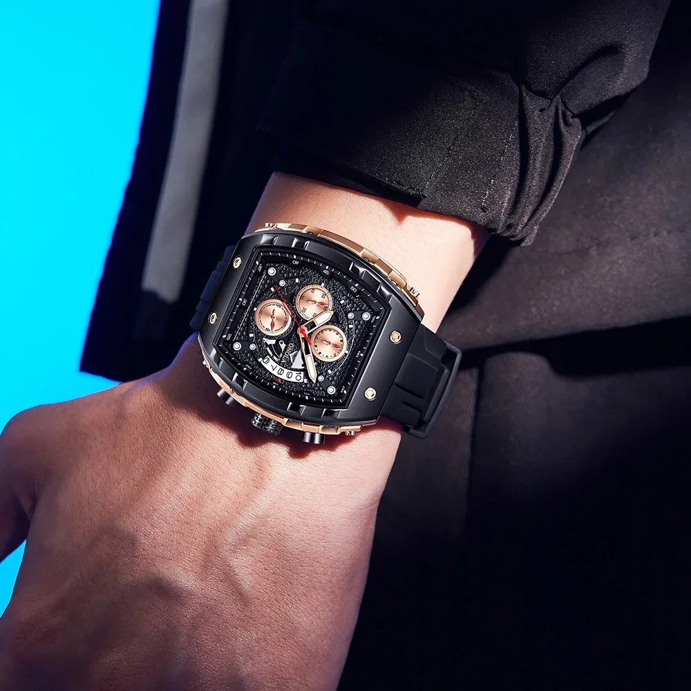 22.5mm Luxury Multifunctional Waterproof Numberless Quartz Silicone Men’s Watch