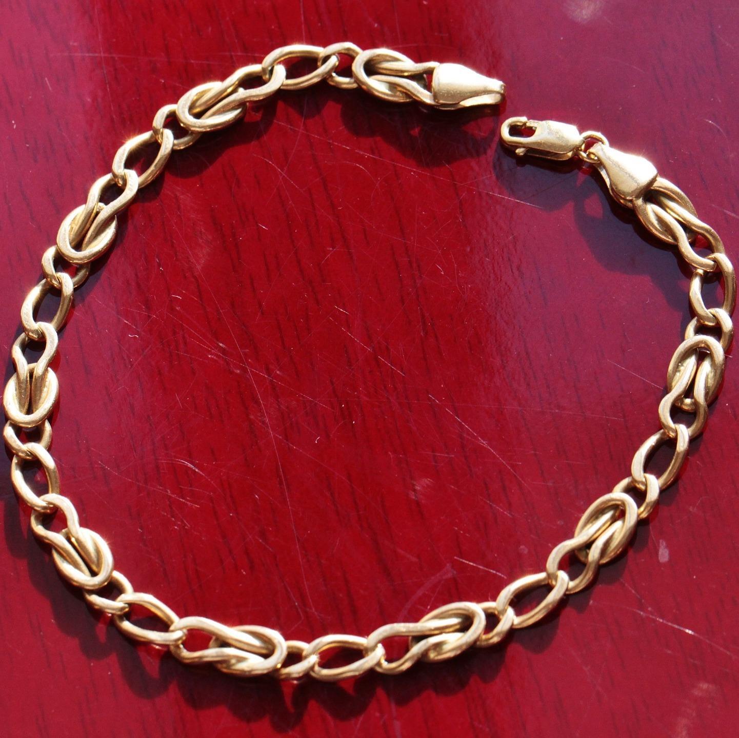 14k yellow gold bracelet Italian 7.62″ diamond cut fancy link chain vintage 7.9g