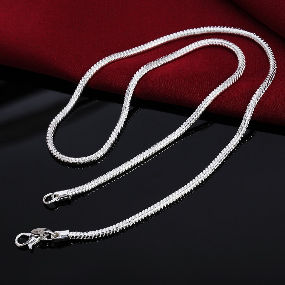 925 Sterling Silver Solid Snake Chain Necklace Men Women Pendant Jewelry 40-75cm