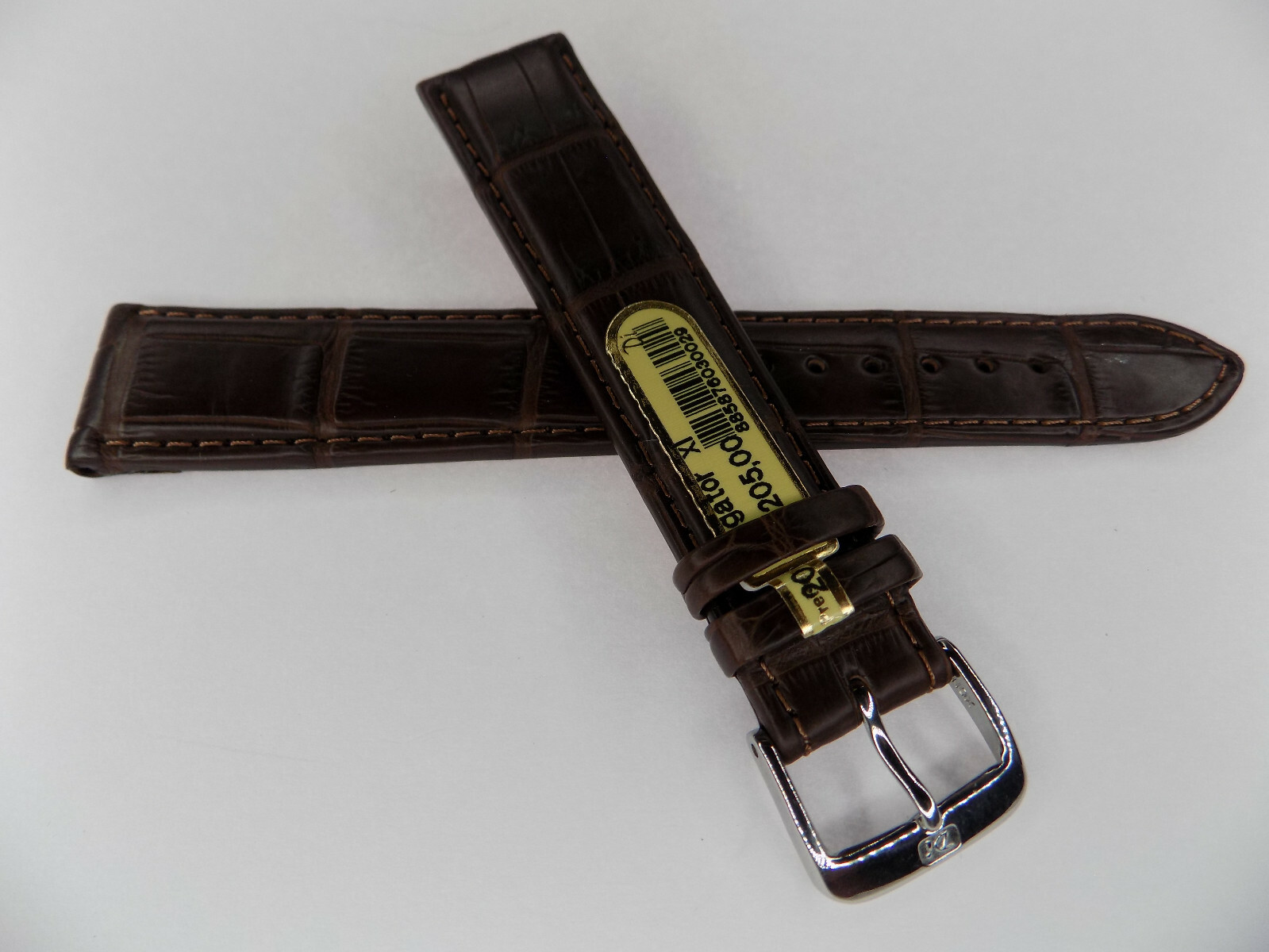 NATURAL SKIN VARIES Di-Modell Brown Genuine Alligator 20mm EXTRA LONG Watch Band