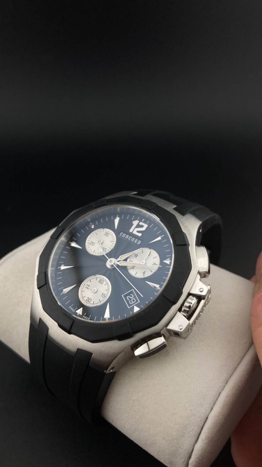 Concord Saratoga Chronograph 42mm Black & Steel Men’s Swiss Watch 14.C5.1892