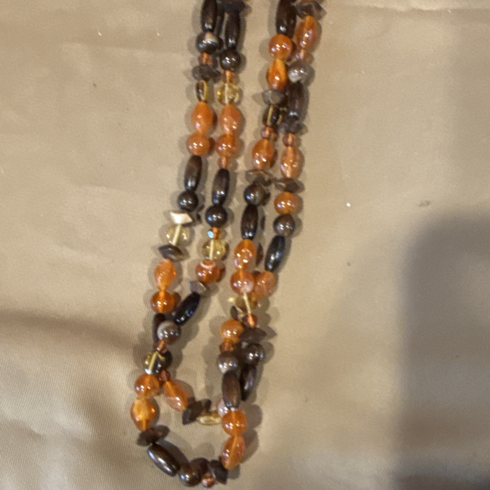 Wet Seal Layered Multi-Strand Plastic Beaded Necklace Brown Orange