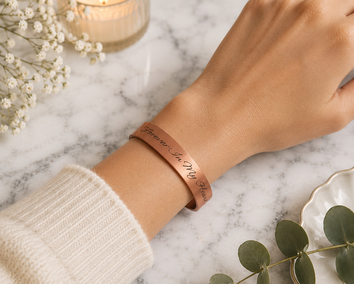 Pure Solid Copper Magnetic Bracelet Arthritis Therapy Cuff Forever In My Heart
