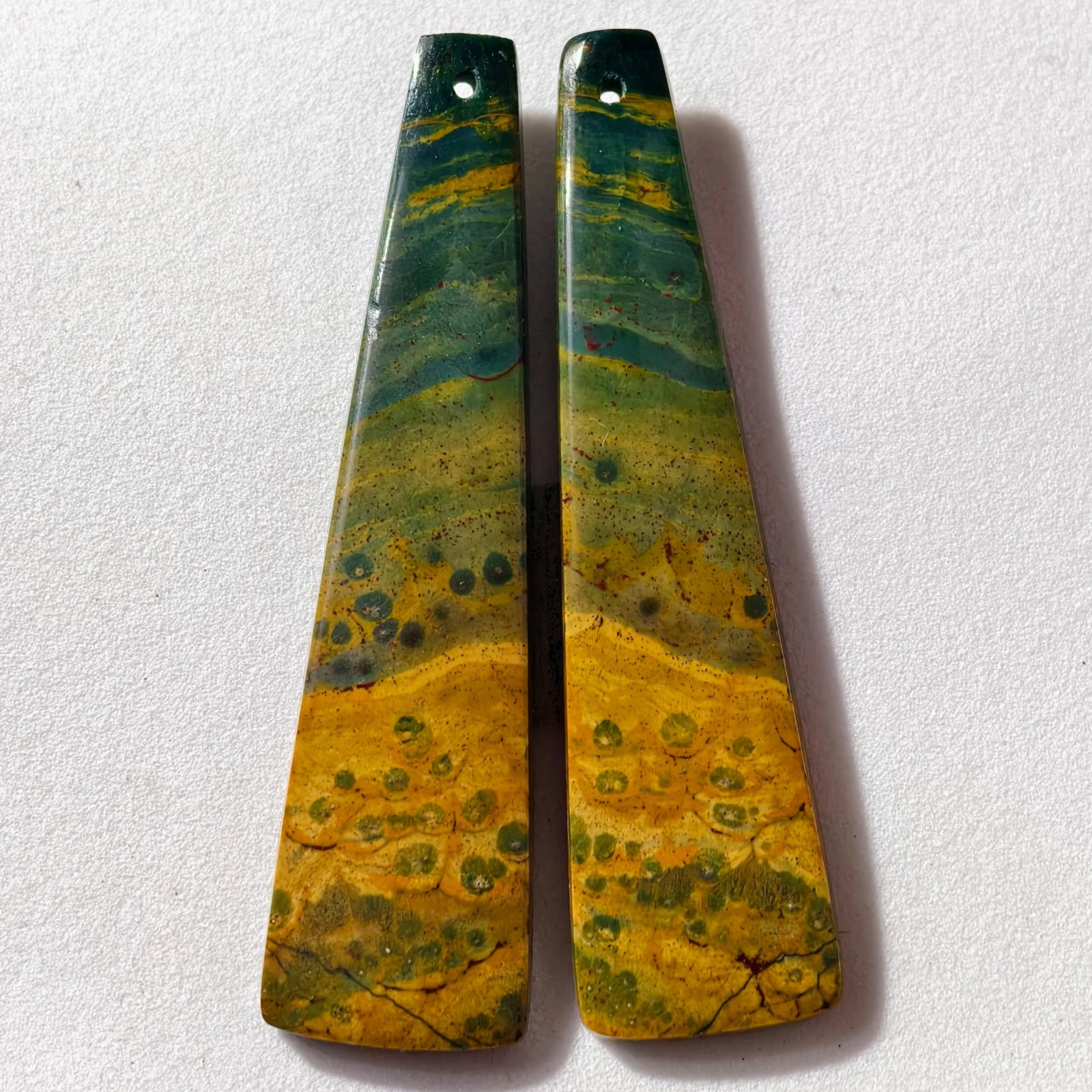 41 Cts Natural Ocean Jasper Drilled Match Pair Cabochon Gemstone 51.4 X 13.4 MM