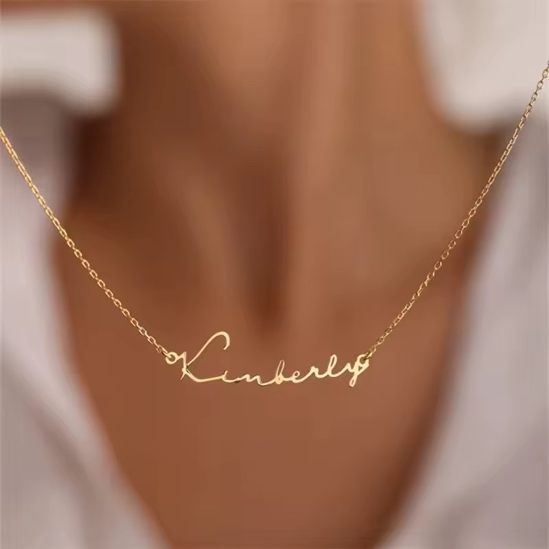 Customized Dainty Name Necklace Cursive Pendant Jewelry Women Stainless Steel