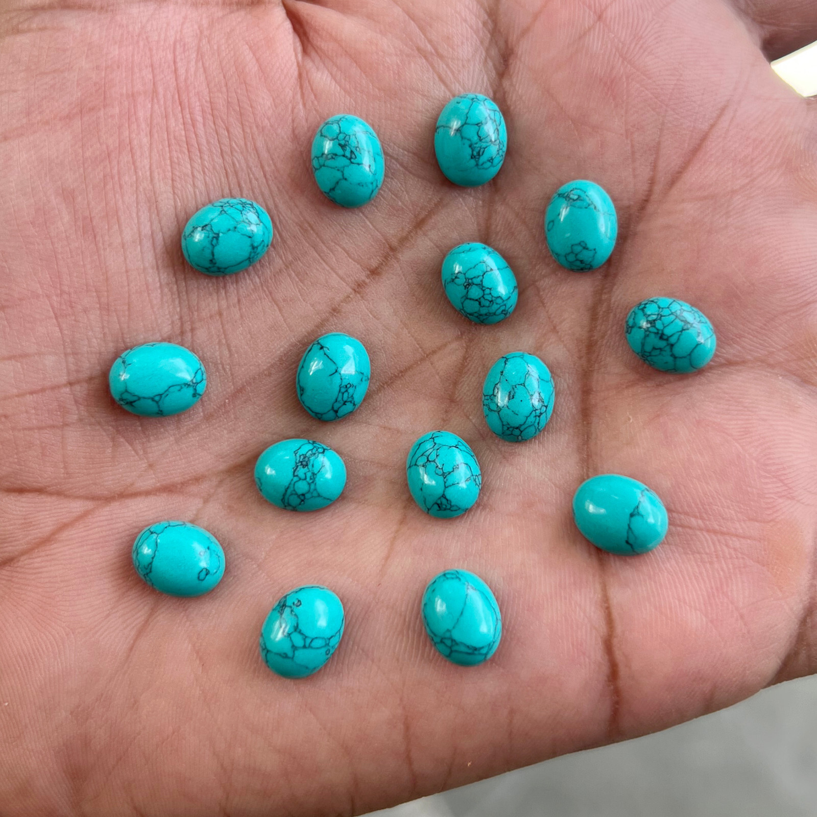 Synthetic Blue Turquoise Oval 3×5 mm to 15×20 mm Cabochon Loose Gemstone Lot