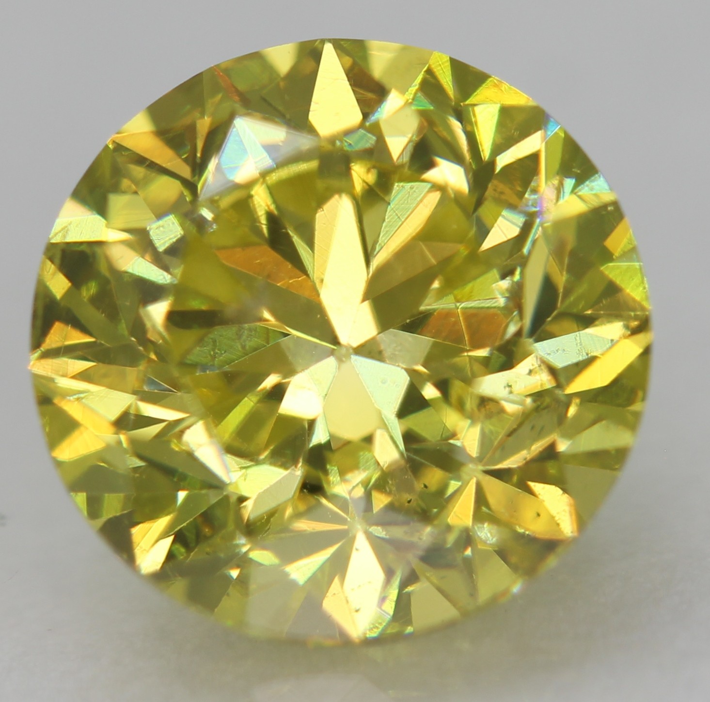 Cert 1.15 Carat Canary Yellow VS1 Round Brilliant Natural Enhanced Diamond 6.49m