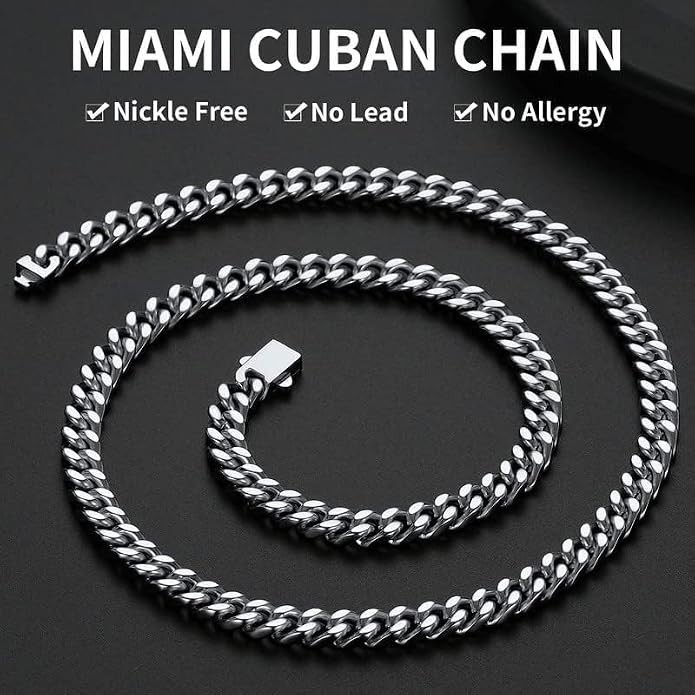 ChainsHouse Cuban Link Chain for Men, Stainless Steel Waterproof Necklace | 5/7/