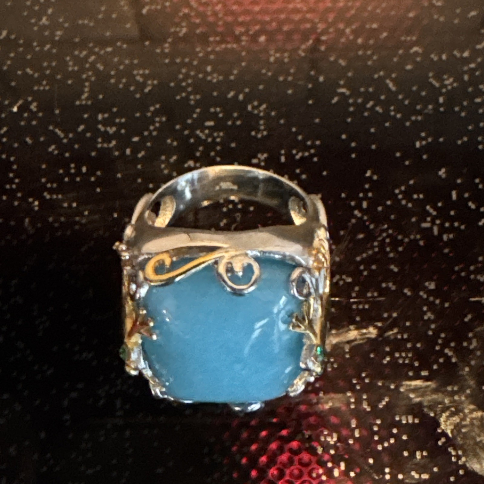 Gems en Vogue II – SS/Palladium/18K Vermeil Amazonite Multi-Gem Ring – size 9