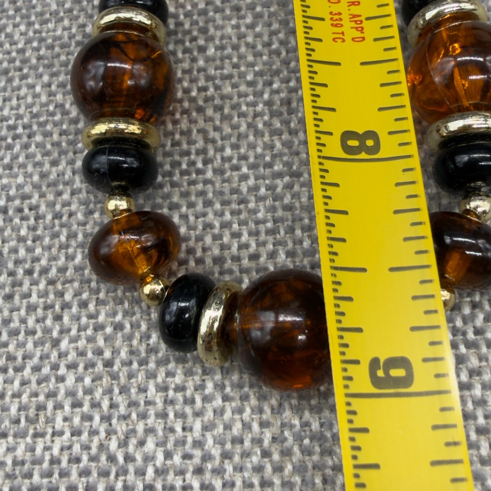Vintage Lucite Necklace Earrings Jewelry Set Clip Ons Orange Brown Swirl Beaded
