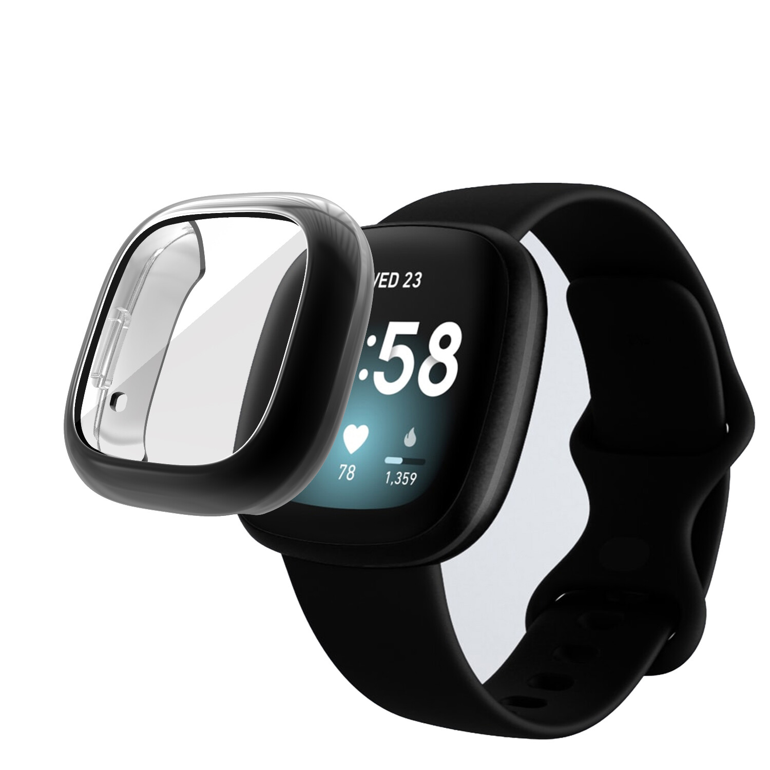 Soft TPU Cover Sport Silicone Watch band Strap For Fitbit Versa 3 4/Sense 2 1