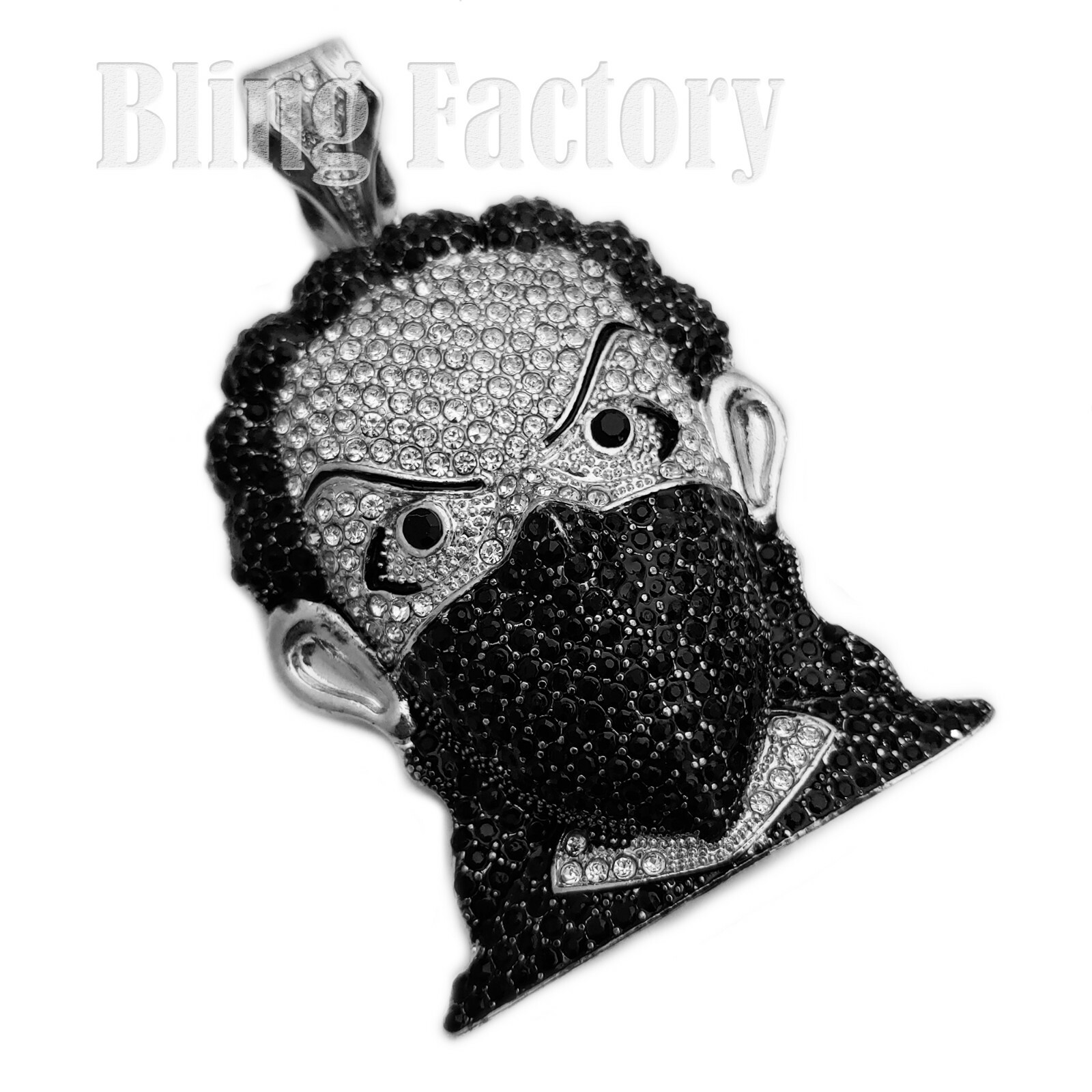 HIP HOP ICED LAB DIAMOND SILVER PLATED BOONDOCK MASKED GOON BLING CHARM PENDANT