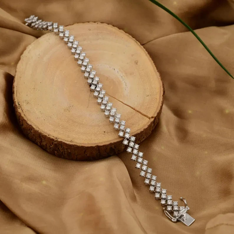 9.00 Ctw Round Lab Created Wedding Tennis Bracelet 14K White Gold Plated