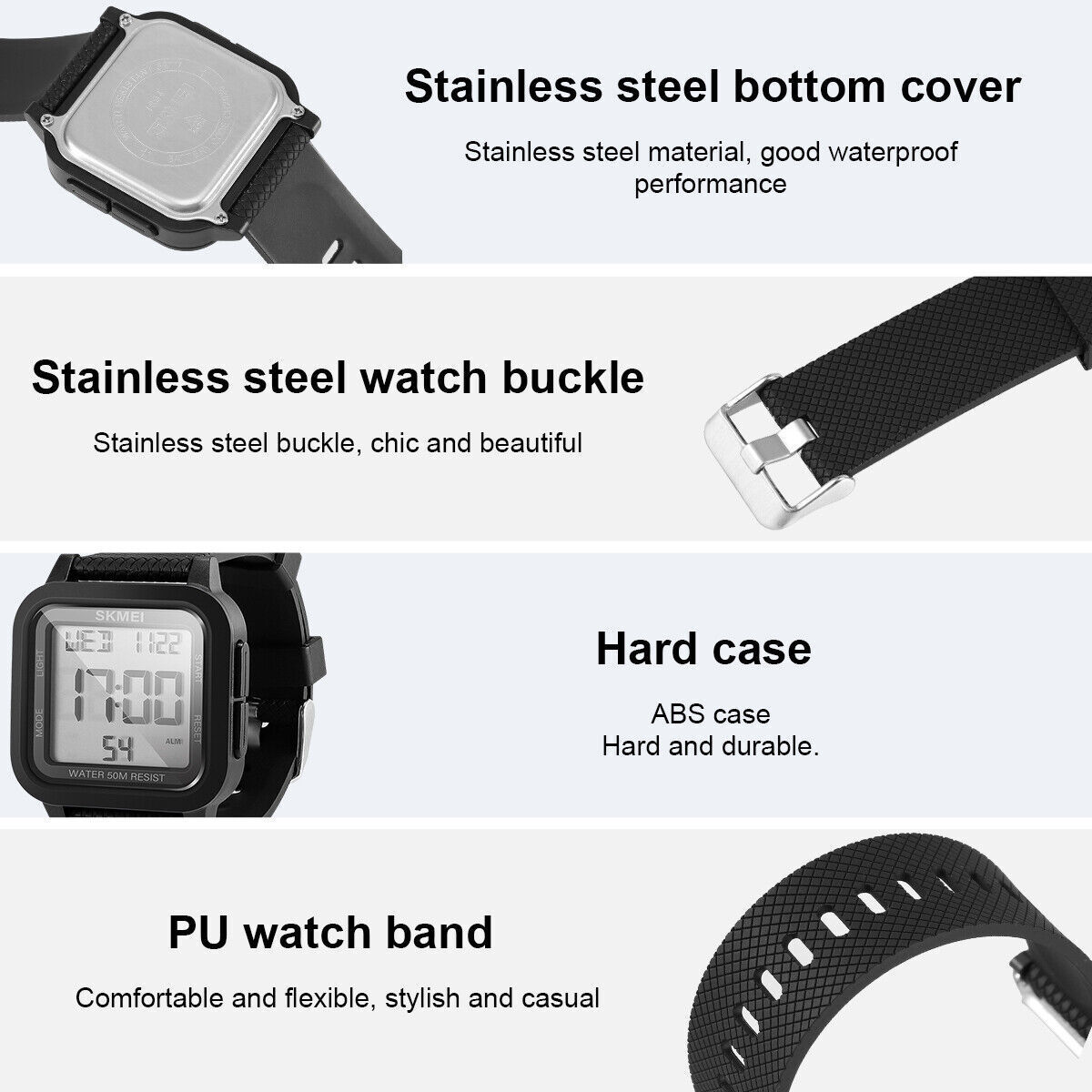 Men’s Military Sports Watch LED Screen Waterproof Wristwatch Large Digital Face