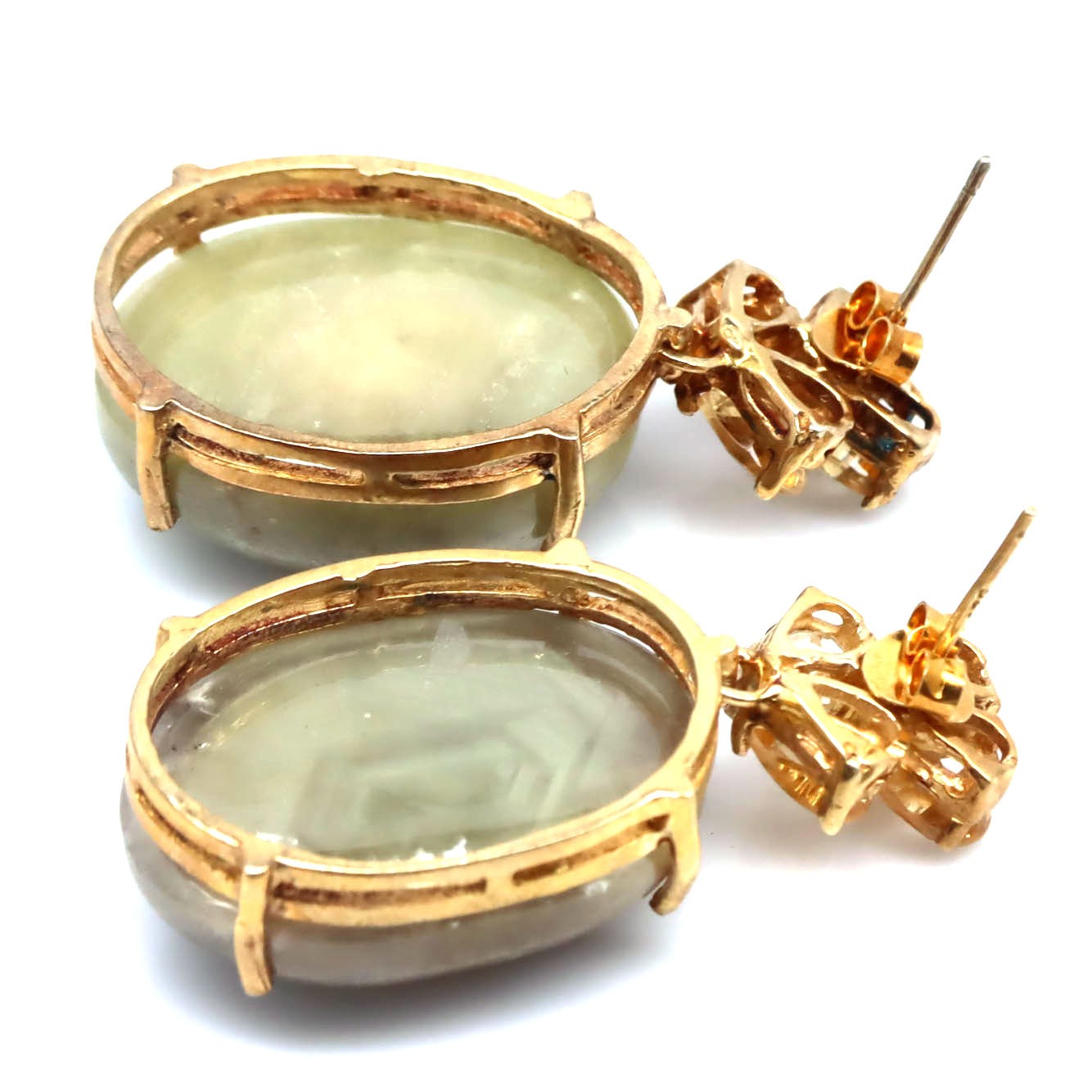 925 Silver 21 x 28 MM. Yellowish Green Sapphire & Golden Yellow Citrine Earrings