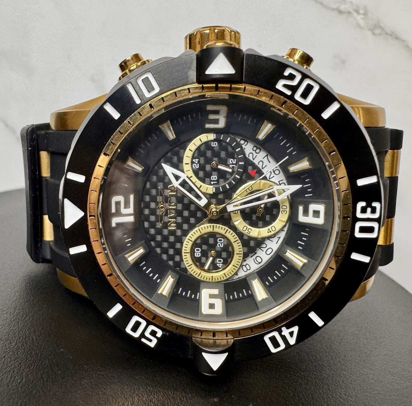 Invicta Pro Diver 23702 Men’s 50mm Chronograph Gold Black Carbon Fiber Watch