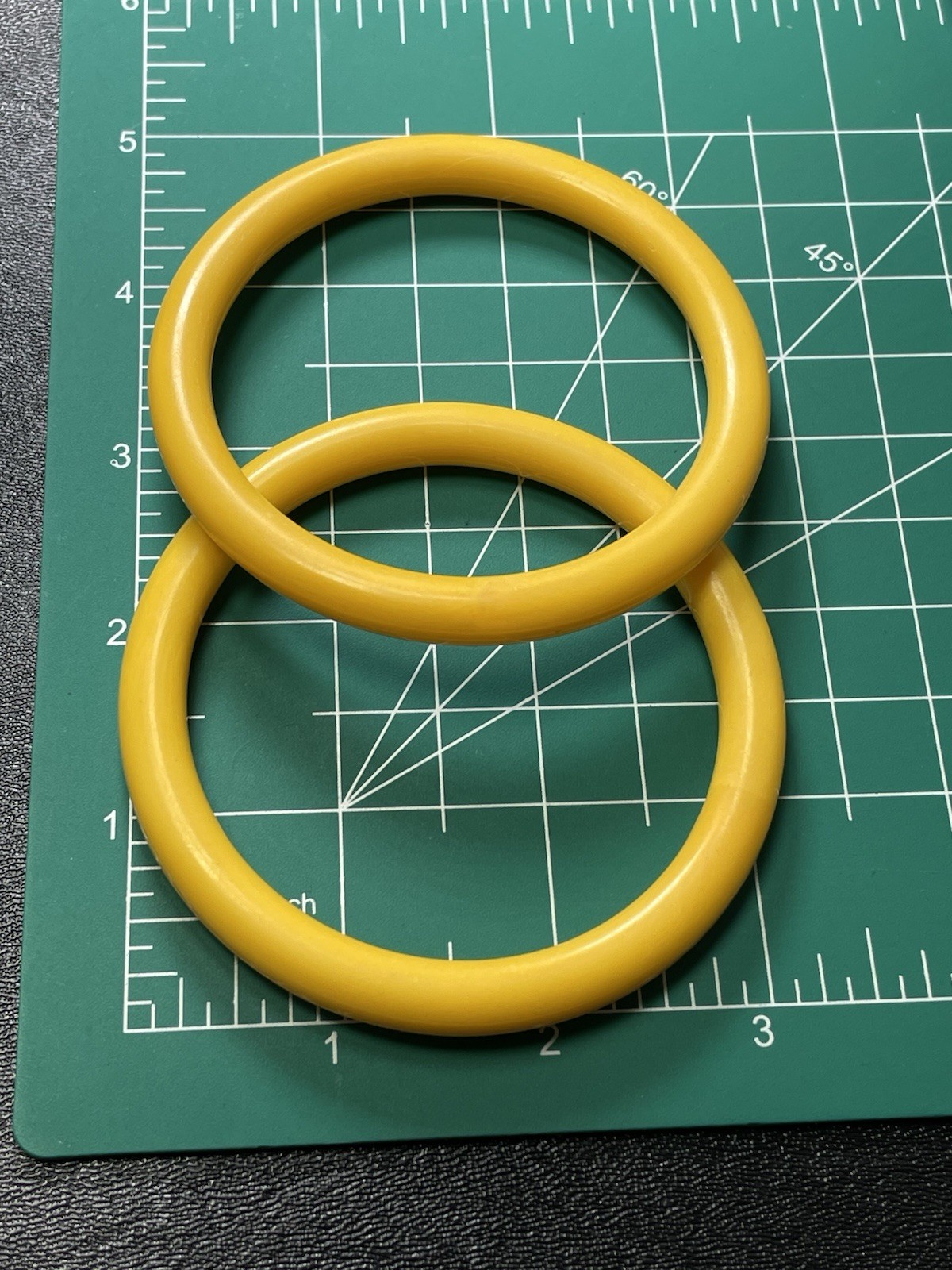 Vintage 2pc Mustard Yellow Lucite Retro Bangle Bracelets