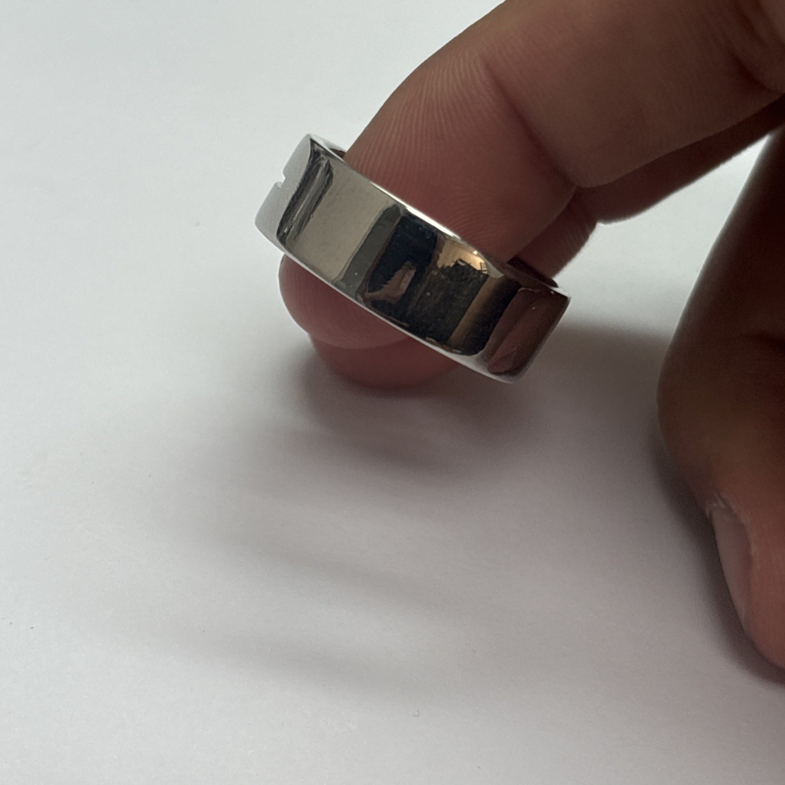 Men’s Stainless Steel Ring With Natural Diamond Fits Ring Size 10 3/4”