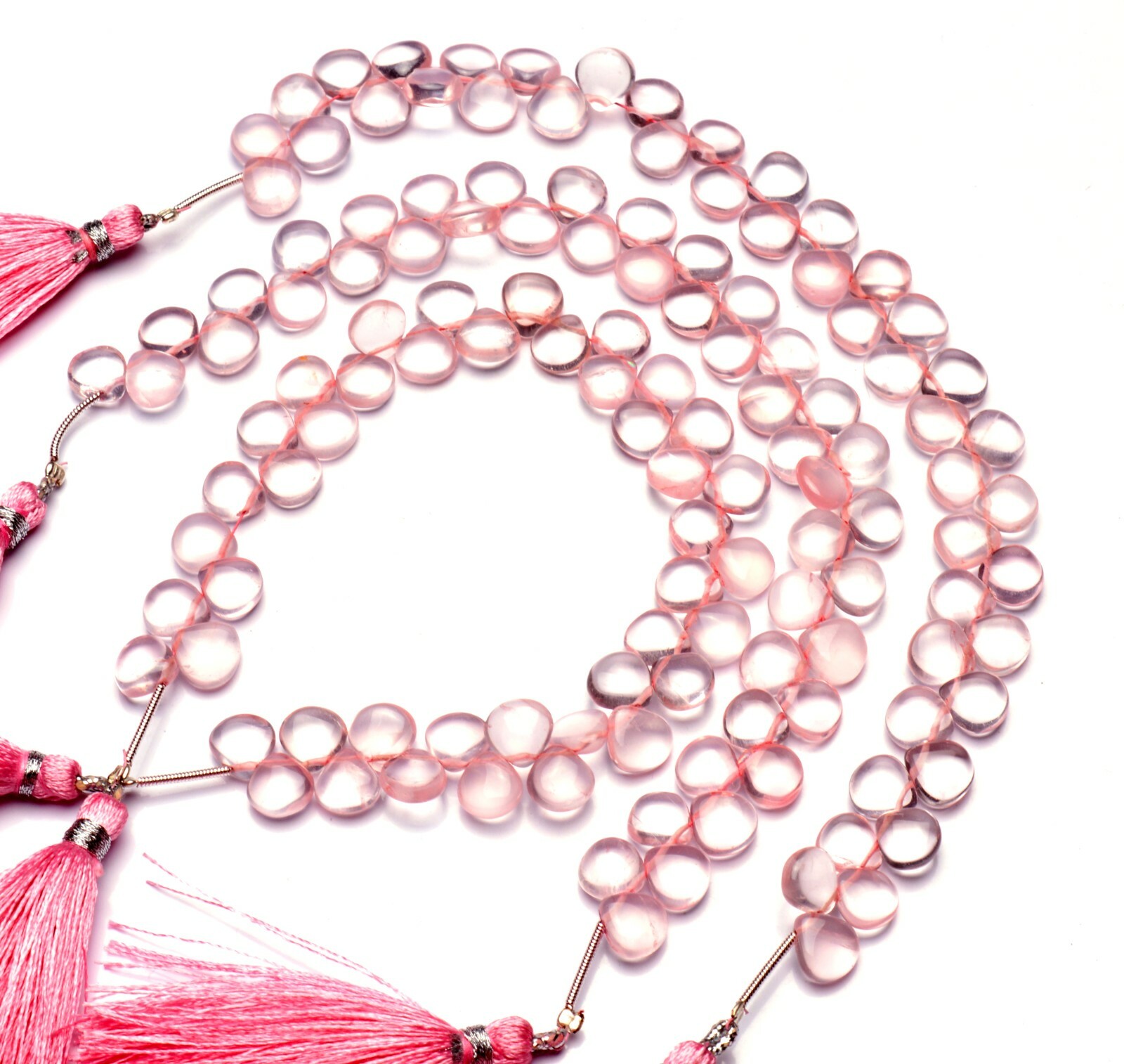 Natural Gem Rose Quartz 8mm Approx. Size Smooth Heart Shape Beads 9″ Strand