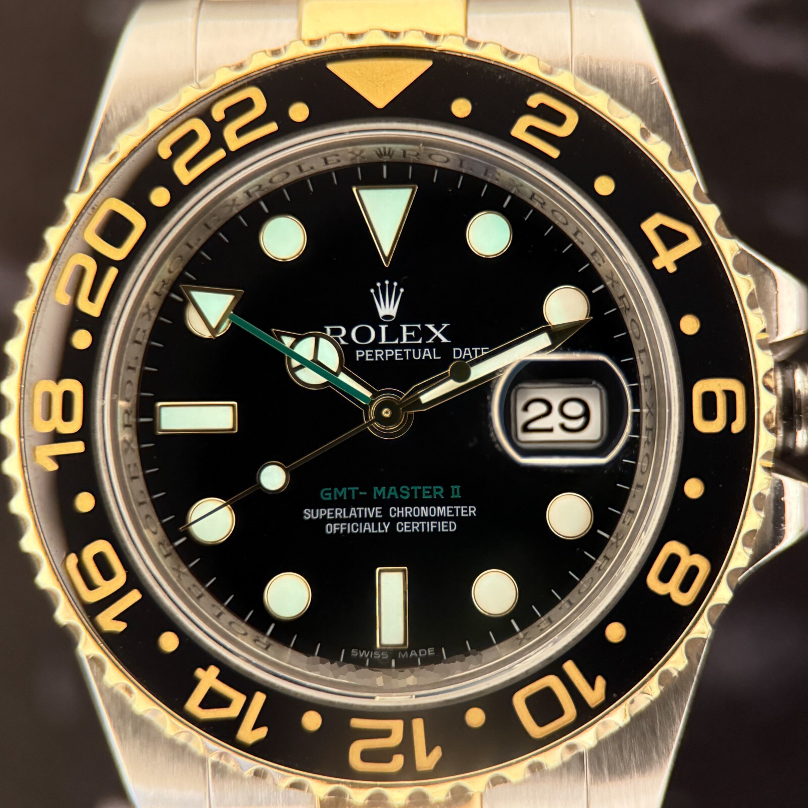 Rolex GMT-Master II 116713 40mm Ceramic Bezel Black 2-Tone 18k YG & Steel