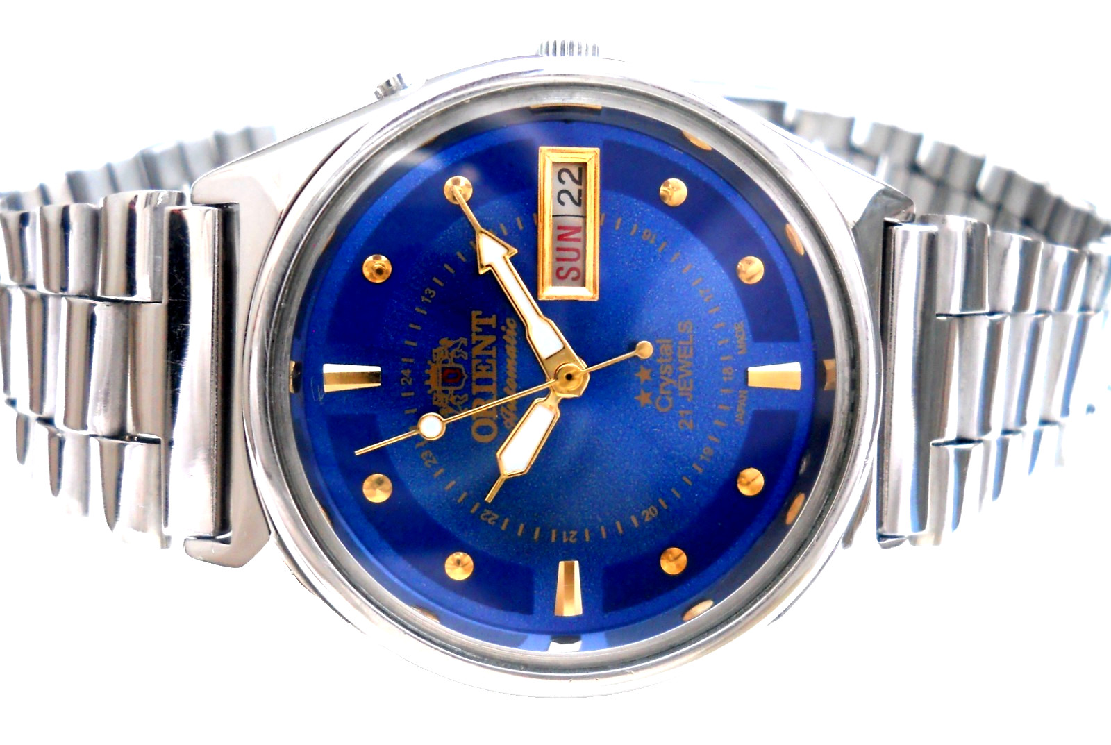 ORIENT “3 Stars” Crystal Automatic 21 J After Market Blue Dial — Pristine Cond