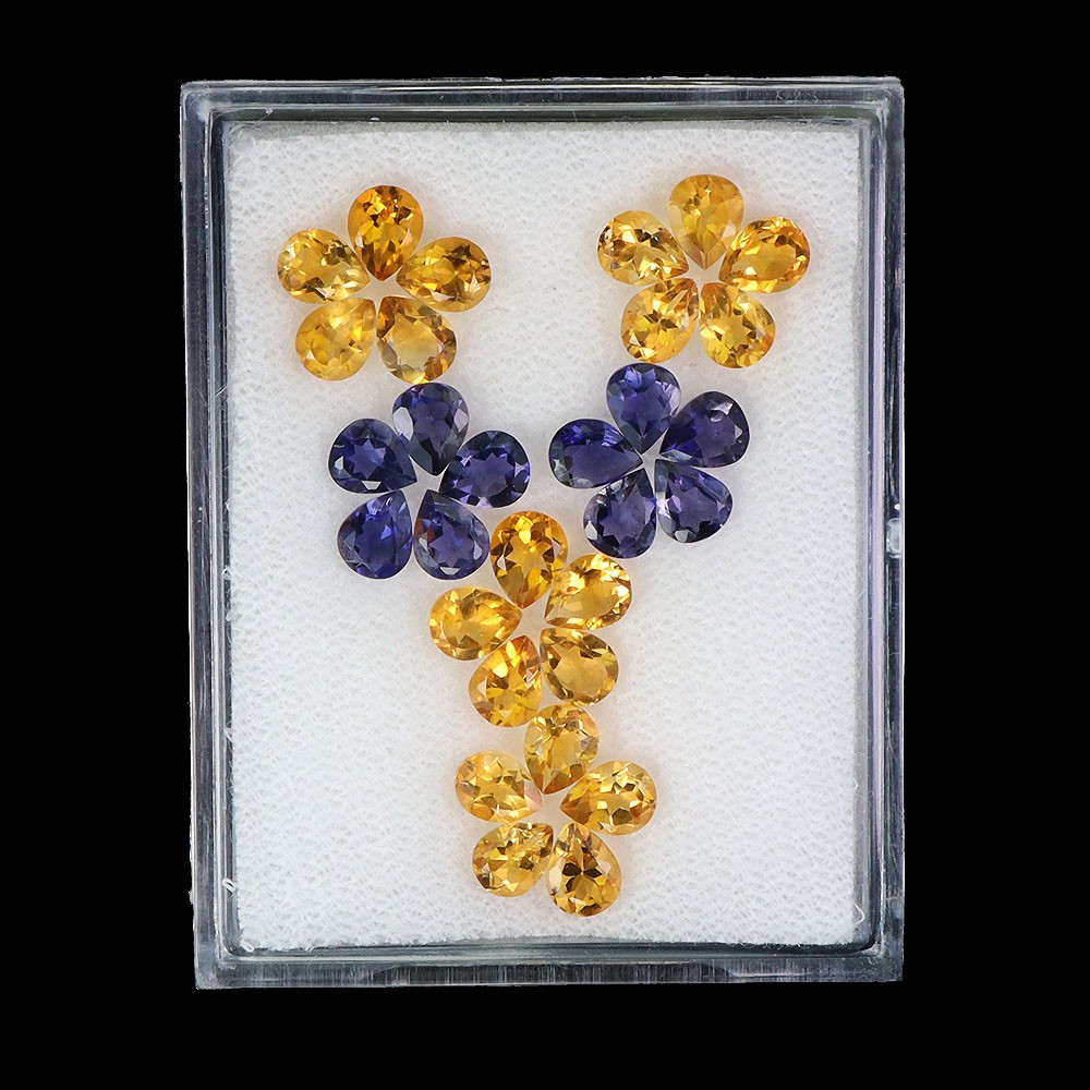 Pear Cut Natural Yellow Citrine Iolite 8.29ct 5x4mm 30pcs Lot Gemstone