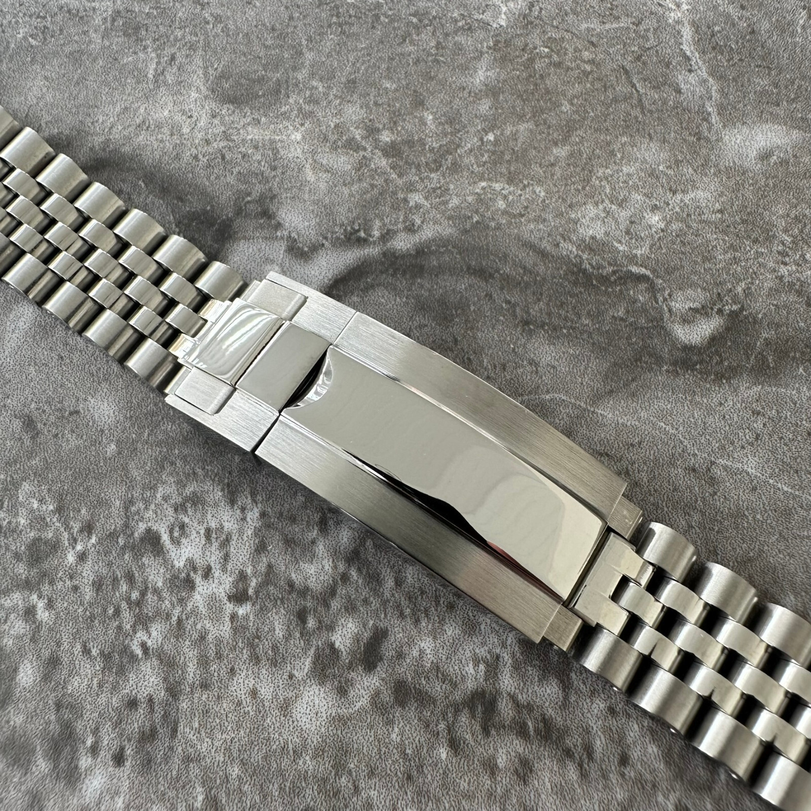 24mm Silver Steel Jubilee Bracelet Glide Lock Watch Strap Band 316L Steel